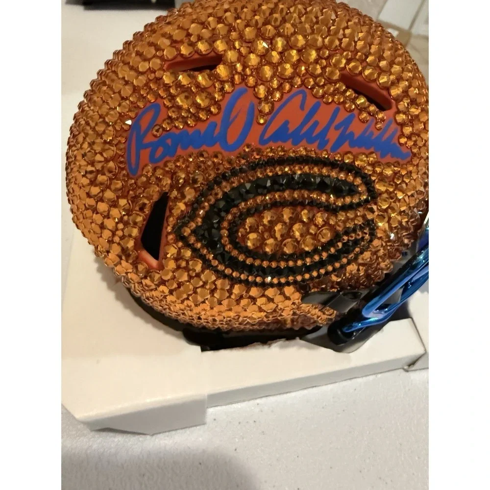 RARE Dual Signed Caleb Williams/Rome Odunze SWAROVSKI Crystal Mini Helmet Bears